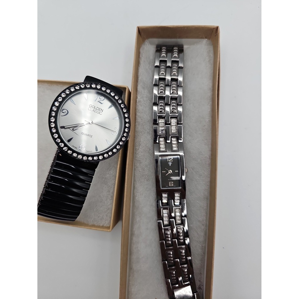 Women's Watch Lot 2 Quartz Watches Golden Classic + Silver Tone Working